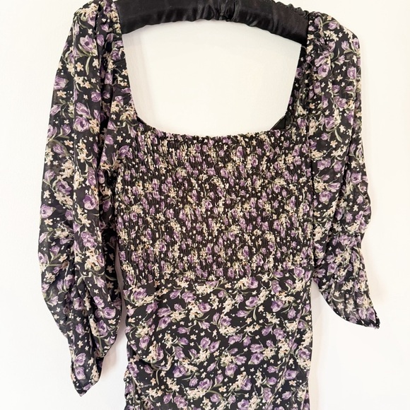 ASTR THE LABEL PURPLE FLORAL OFF THE SHOULDER ASYMMETRICAL DRESS M - Picture 8 of 10